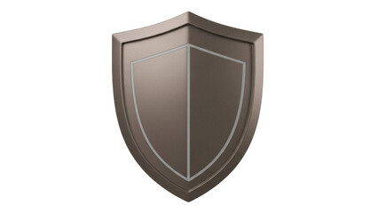 Bronze shield PNG isolated on transparent background, medieval heraldic emblem for protection and security, knightly armor element