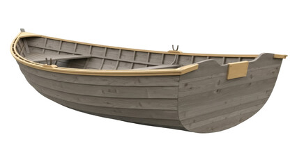 Wooden rowboat PNG isolated on transparent background, vintage dinghy vessel for nautical themes and maritime designs © James