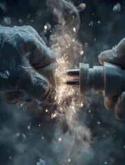 Electric Connection: Hands, Wire, and Sparks in Detail