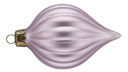 Elegant lavender Christmas ornament isolated PNG, teardrop shaped bauble with gold cap on transparent background, festive holiday decoration