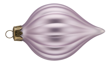 Elegant lavender Christmas ornament isolated PNG, teardrop shaped bauble with gold cap on transparent background, festive holiday decoration