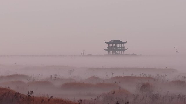 Wucheng Pavilion in Poyang Lake, Jiangxi