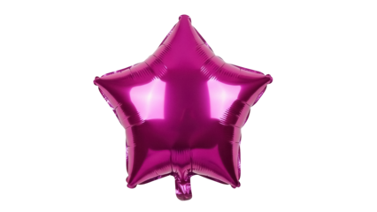 Fuchsia star balloon PNG isolated on transparent background, festive party decoration for birthday celebration and special events