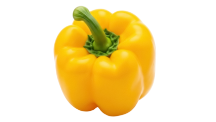 Vibrant yellow bell pepper PNG isolated on transparent background, fresh vegetable for cooking and healthy eating