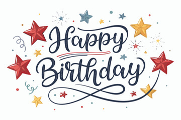 Happy birthday banner. Lettering confetti on white