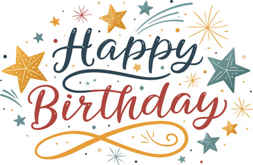 Happy birthday banner. Lettering confetti on white