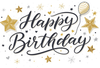 Happy birthday banner. Lettering confetti on white