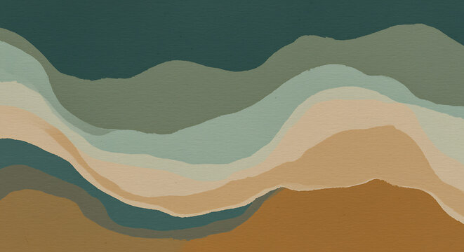 Abstract earthy landscape with wavy layers - Powered by Adobe