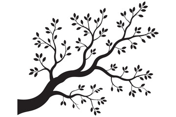 Obraz premium Tree branch silhouette illustration on white background 