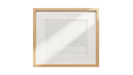 Light wood picture frame PNG isolated on transparent background, natural wooden border for artwork display and home decor
