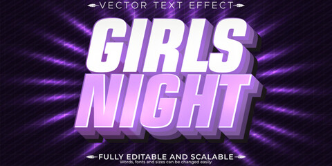 Girly text effect, editable feminine and retro customizable font style