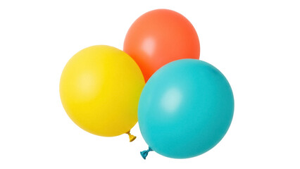 Festive yellow, orange, and blue balloons PNG isolated on transparent background, party decorations for birthdays and celebrations © PICSPRO