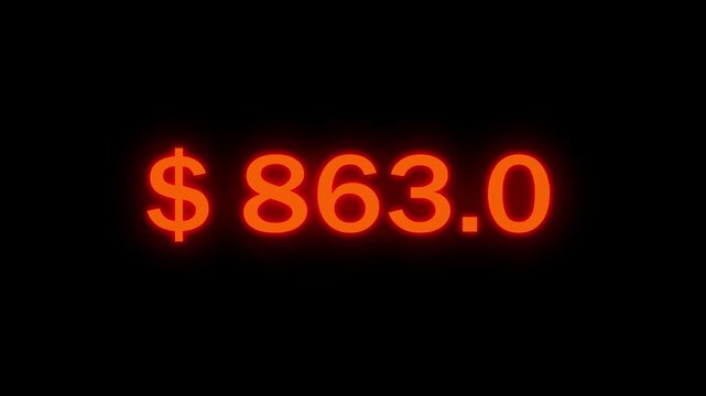 Counting dollars animated number. 0 to 5000 dollar counting animation.  Money Number Counter. 
