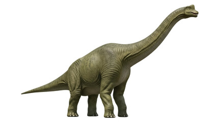 Green Brachiosaurus dinosaur isolated PNG on transparent background, prehistoric animal with long neck for educational use © James