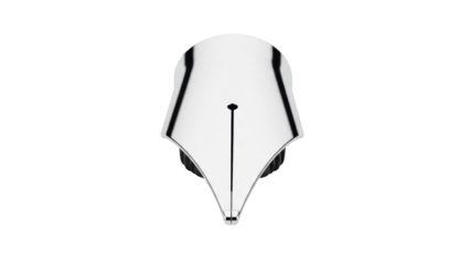 Fountain pen nib isolated PNG on transparent background, silver metal writing tool for calligraphy and design use