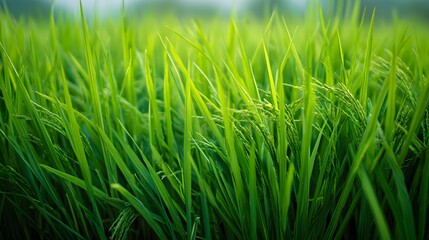 Obraz premium Fresh Green Grass Field Close Up Nature Growth Background