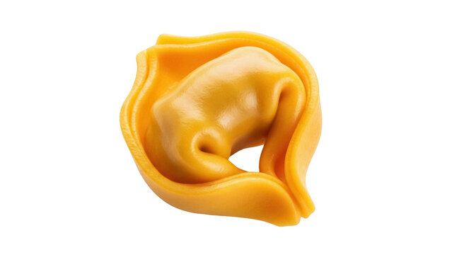 Delicious yellow tortellone isolated PNG, traditional Italian pasta filled with meat or cheese on transparent background, culinary delicacy