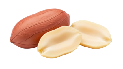 Delicious peanut isolated PNG, shelled and unshelled, close-up of healthy snack on transparent background, nutritious legume for food design