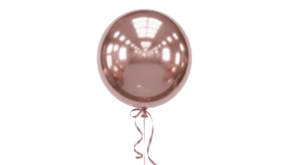 Rose gold metallic balloon PNG isolated on transparent background, festive party decoration for birthday and celebration events