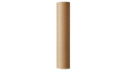 Brown cardboard tube isolated PNG on transparent background, cylindrical container for shipping and storage of posters and documents