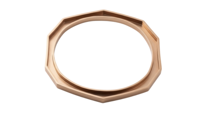 Octagonal bronze frame PNG isolated on transparent background, geometric border with metallic finish for design elements and decoration