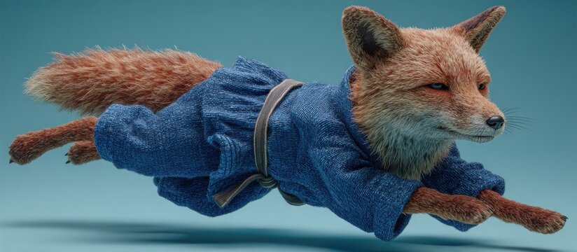 Fox in Blue Outfit Running.