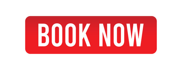 Red book now button design with bold white typography, modern call to action web interface element vector