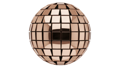 Rose gold disco ball PNG isolated on transparent background, glamorous party sphere for festive events and celebrations