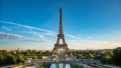 Obraz premium The Eiffel Tower Under a Radiant Summer Sky