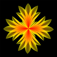 Abstract Yellow Orange Symmetrical Floral Light Background