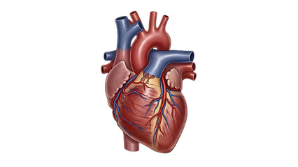 Anatomical illustration of the human heart with intricate details of veins and arteries, medical representation