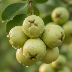 Fresh Green Guava Fruits Hanging
