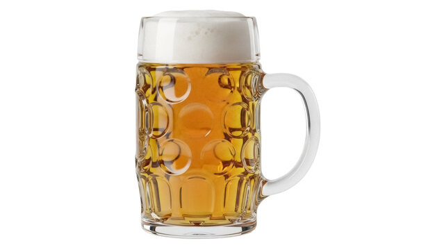 Oktoberfest beer mug PNG isolated on transparent background, traditional German beer stein with handle for celebration and festive occasions