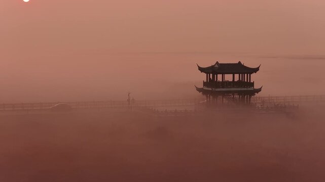Wucheng Pavilion in Poyang Lake, Jiangxi