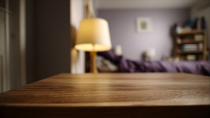 Warm Bedside Lamp in Cozy Bedroom Interior Night Light Concept