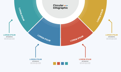Circular Infographic Template with Colorful Sections and Placeholder Text in Modern Flat Design for Business Presentations