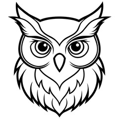 Fototapeta premium Stylized black and white owl head illustration isolated on white background