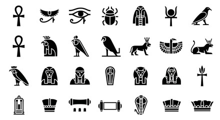 Discover ancient Egypt's iconic symbols a comprehensive collection of hieroglyphs and divine imagery perfect for historical projects and cultural designs