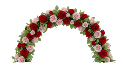 Floral arch decoration isolated on transparent background