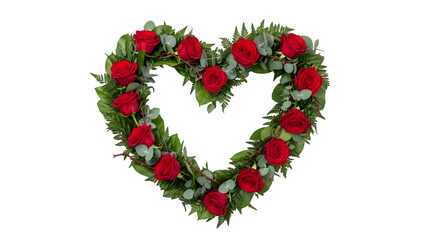 Floral heart wreath isolated on transparent background
