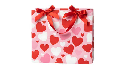 Heart gift box with ribbon isolated on transparent background