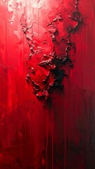 Fototapeta premium Abstract, textured artwork in crimson and black tones