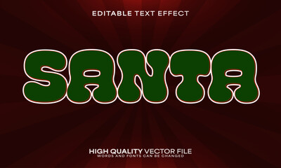 New year text effect, editable text effect and year 3d font style bold shadow santa poster design