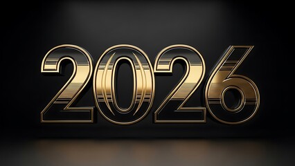 A striking visual representation showcases the year 2026 displayed in bold golden metallic lettering against a dark shadowy backdrop creating a sense of anticipation
