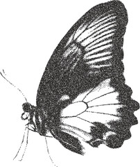 Butterfly y2k retro stipple art wings brutalist halftone vector png transparent, insect 2000s photocopy effect tattoo aesthetic