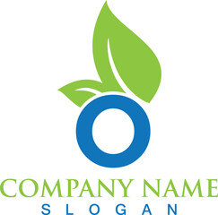Organic Letter O Logo with Green Leaves for Company Branding, eco friendly logo design