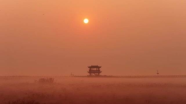 Wucheng Pavilion in Poyang Lake, Jiangxi