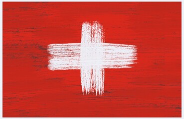flag of switzerland with paint strokes