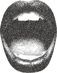 Mouth y2k retro stipple art lip brutalist halftone vector png transparent, tongue 2000s photocopy effect tattoo aesthetic