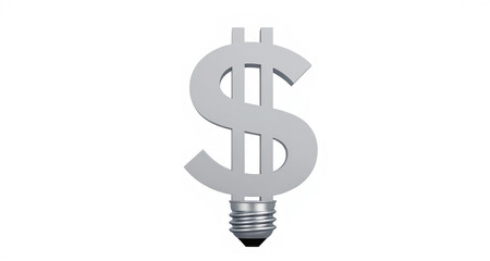 Obraz premium Minimalist 2D flat vector illustration of Lightbulb filament shaped like a dollar sign, isolated on white, clean lines, isolated on white background, modern graphic design concept asset